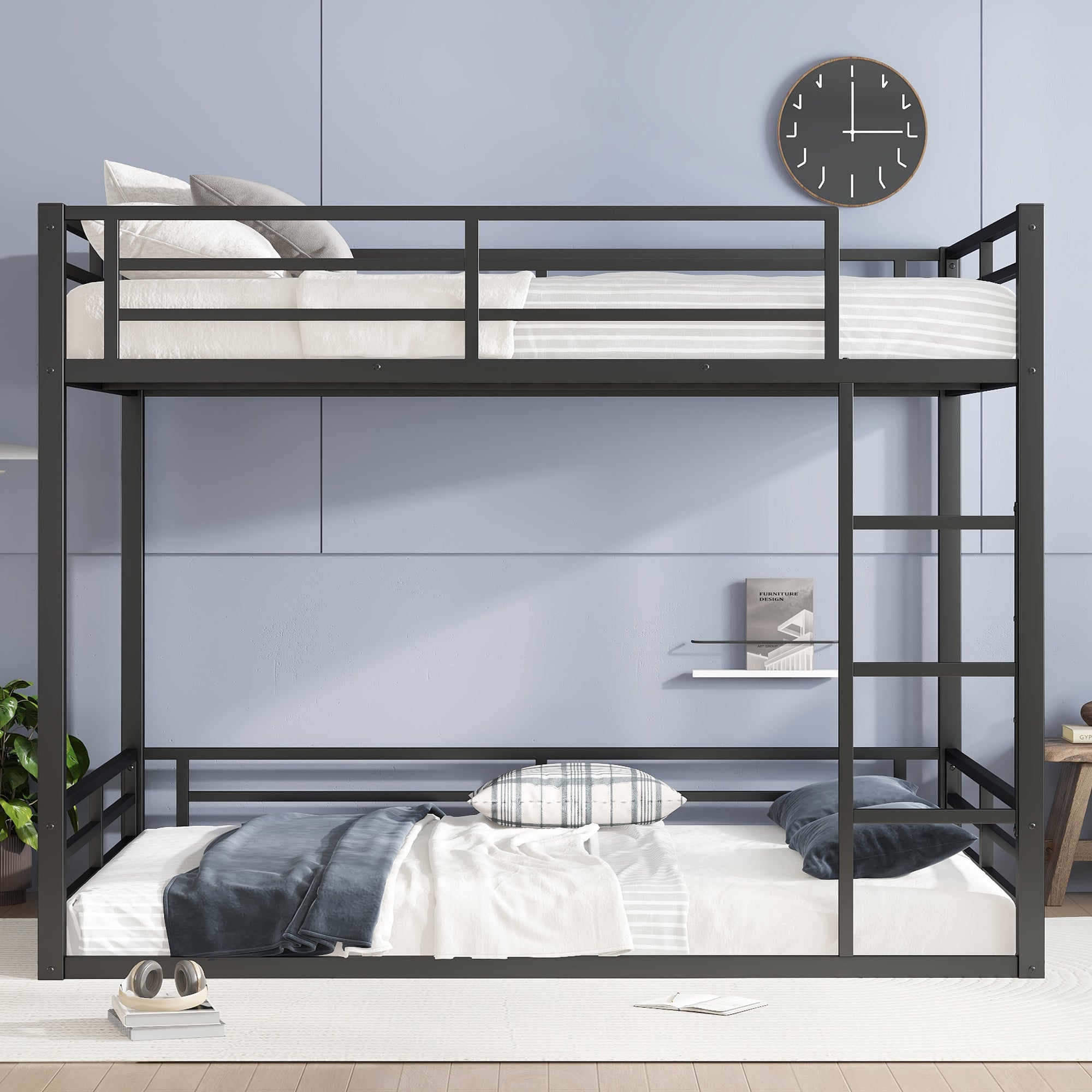 Metal Queen Over Queen Bunk Bed for Teens and Adults