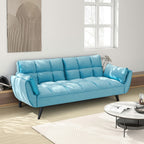 74" Blue Sofa With Soft Armrests