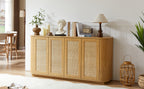 64-Inch Wave Shaped TV Stand with Rattan Doors