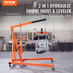 Hydraulic Engine Hoist with Lever, 2 Ton/4400 LBS Heavy-duty Cherry Picker