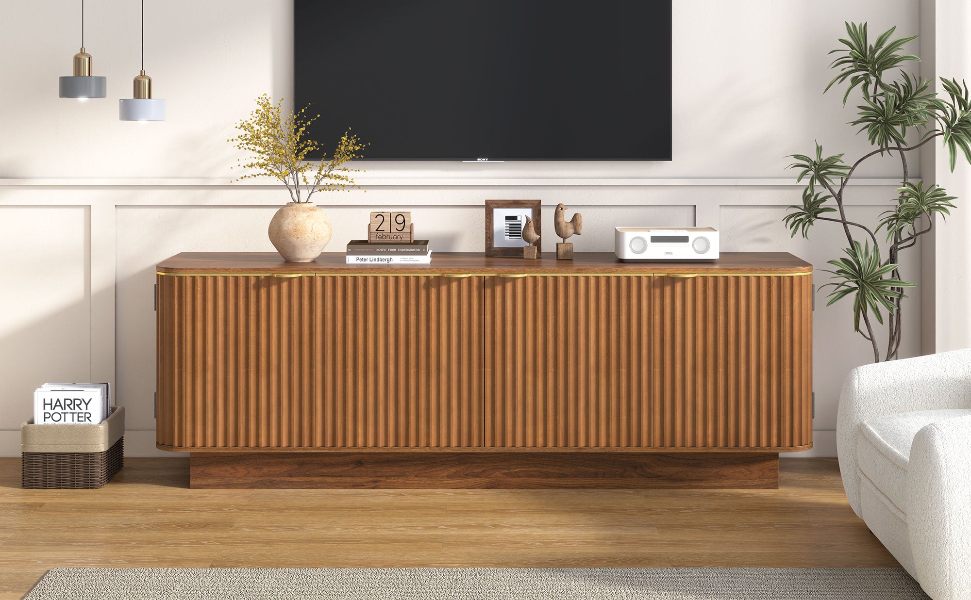 Vibe Haus Mid-Century Modern TV Stand for 70 Inch TVs