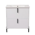 30" Bathroom Vanity with Ceramic Sink and Fluted Design