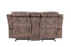 Zubaida Two Tone Chocolate Velvet Recliner Loveseat w/USB Port & Console