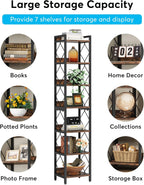 78.7" Extra Tall 7-Tier Rustic Bookshelf