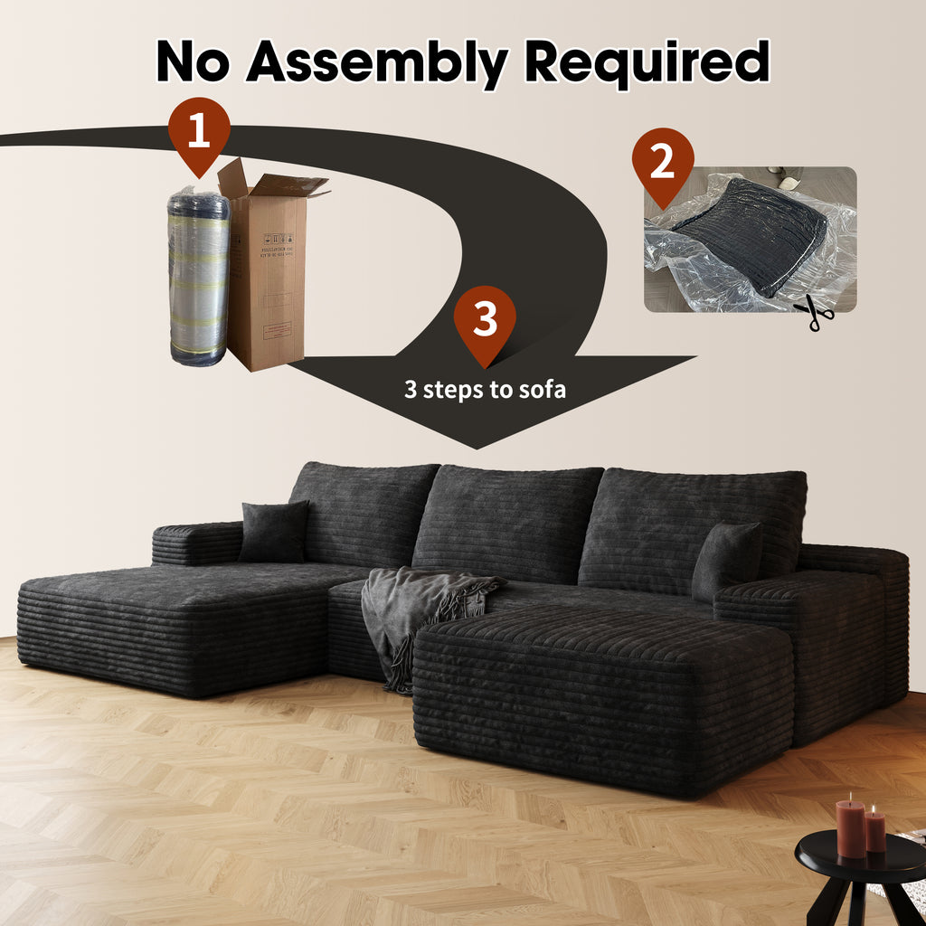 107" Cloud Sectional Sofa with Ottoman