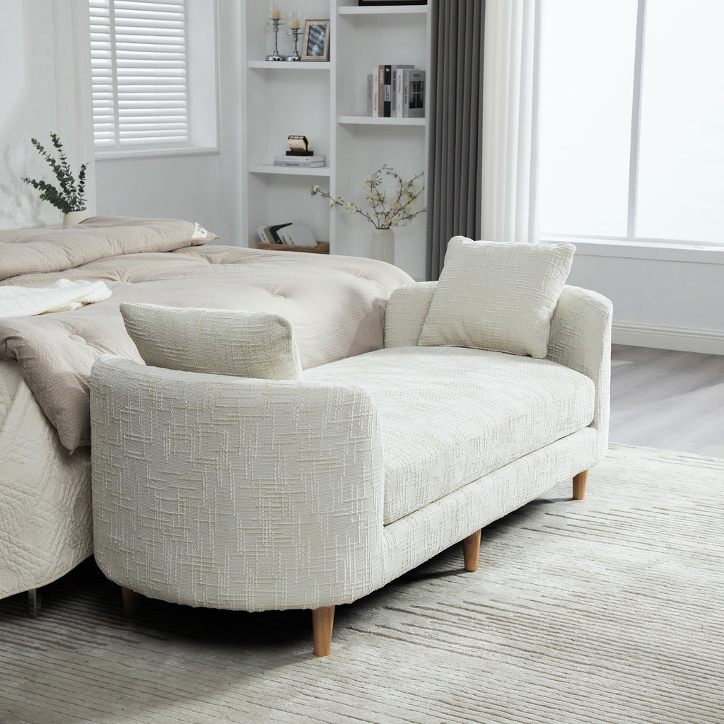 Modern Upholstered End of Bed Bench with Armrests