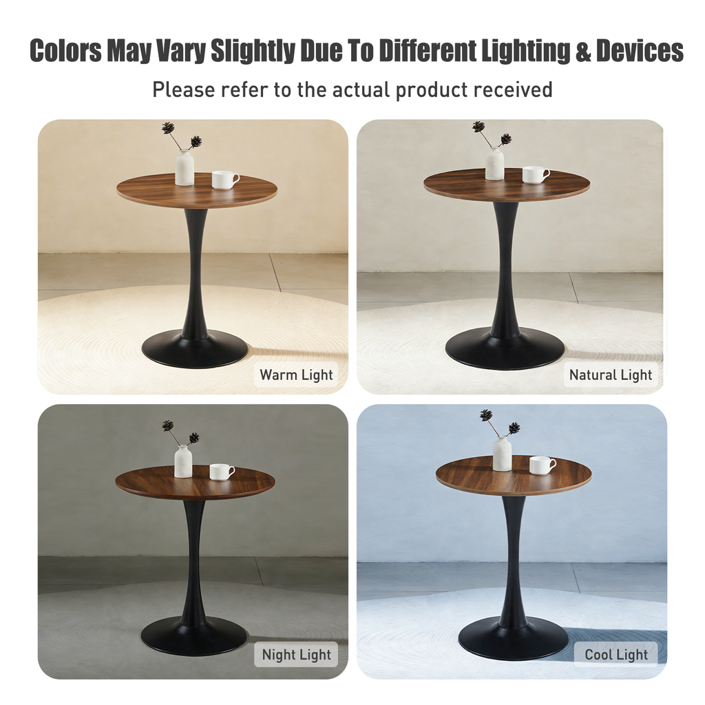 Dark Wood Grain Round Dining Table