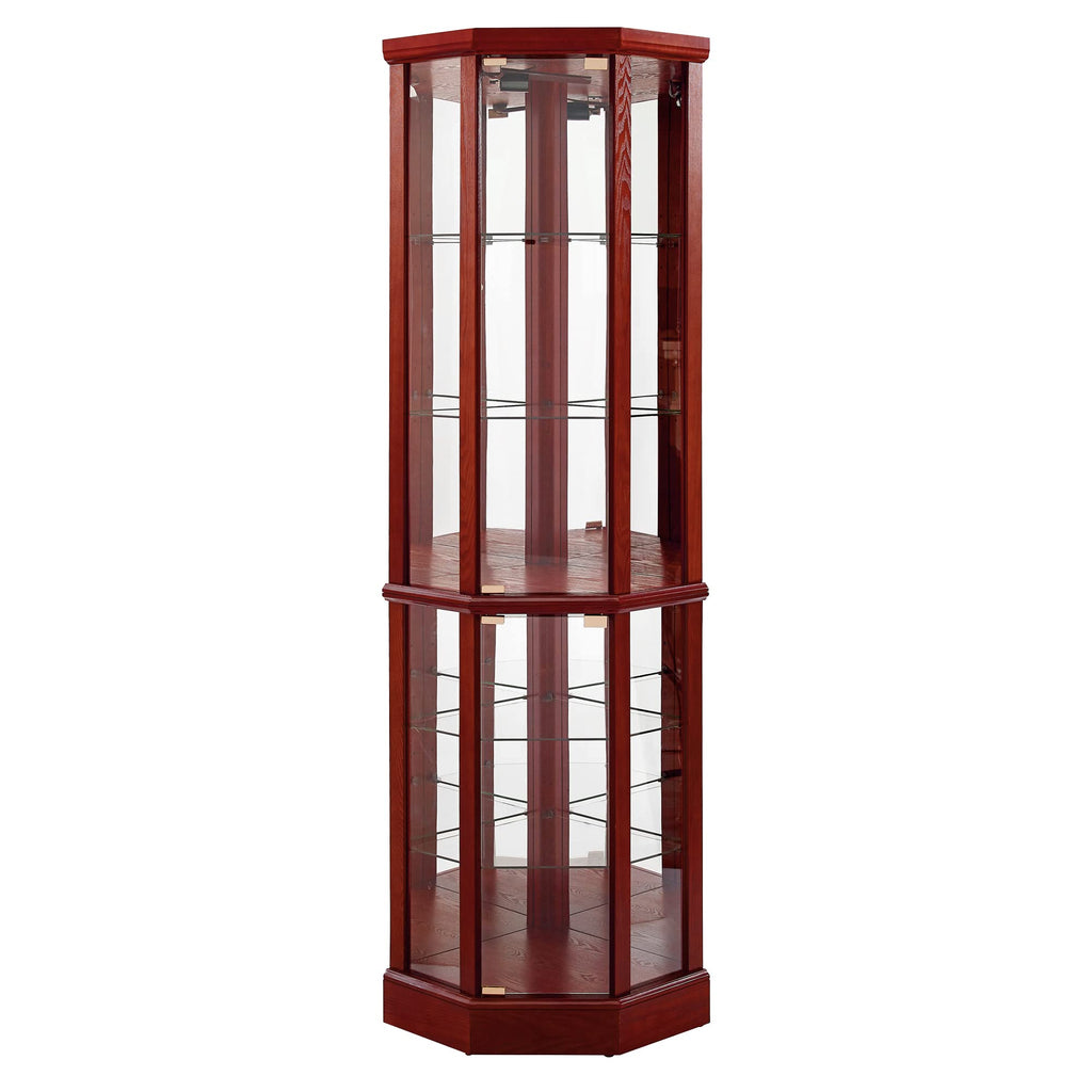 6 Shelf Lighted Corner Curio Cabinet with Adjustable Shelves