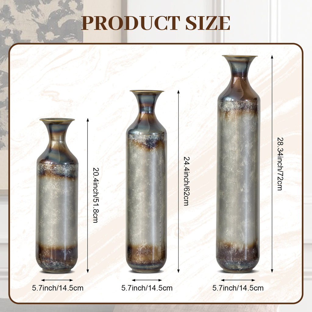 Hand-Forged Metal Vases Set of 3