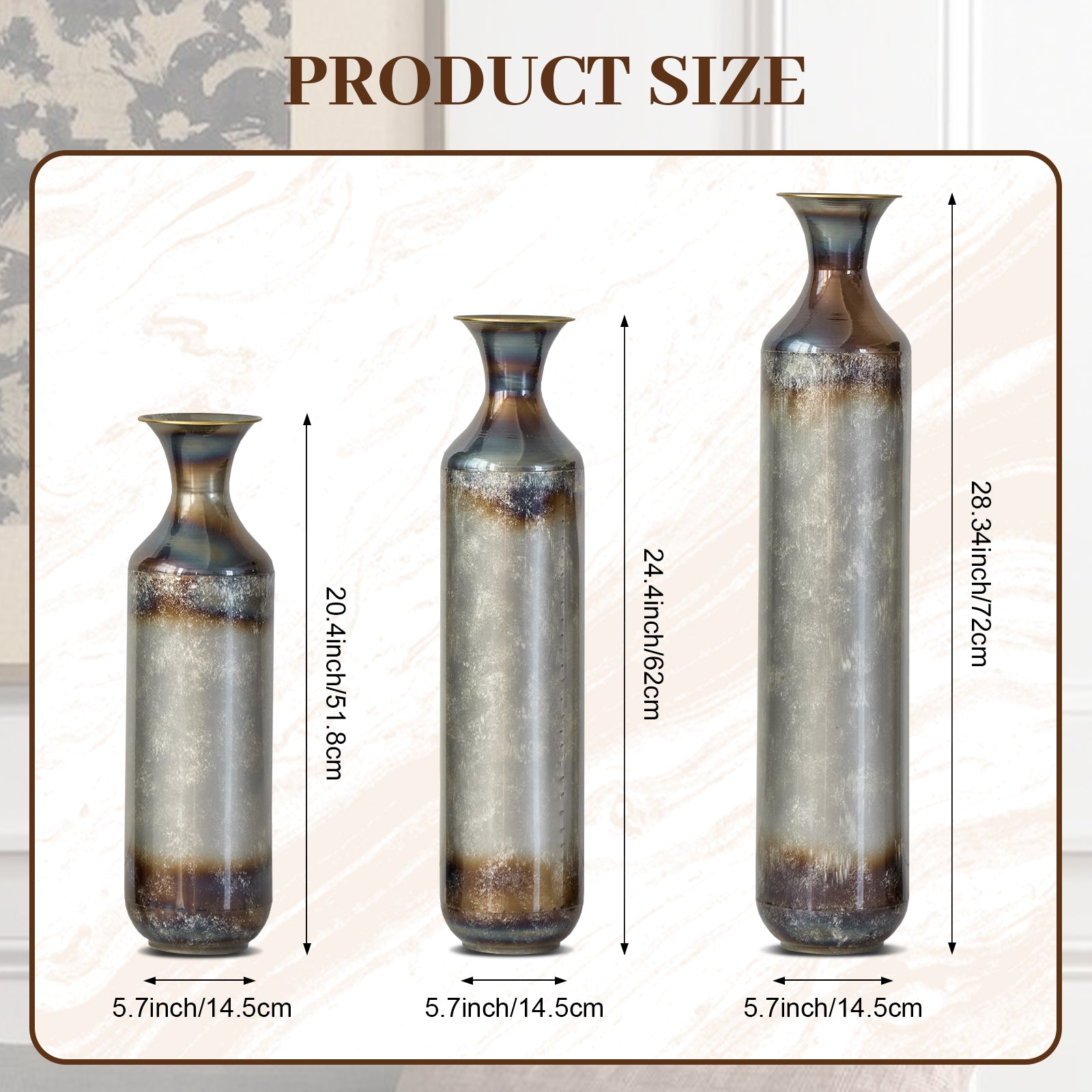 Hand-Forged Metal Vases Set of 3