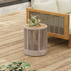 Outdoor Rope Chaise Lounge Set with Teak Look Side Table