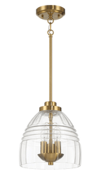 Ember Three Candle Lights Chain Pendant With Clear Glass - Satin