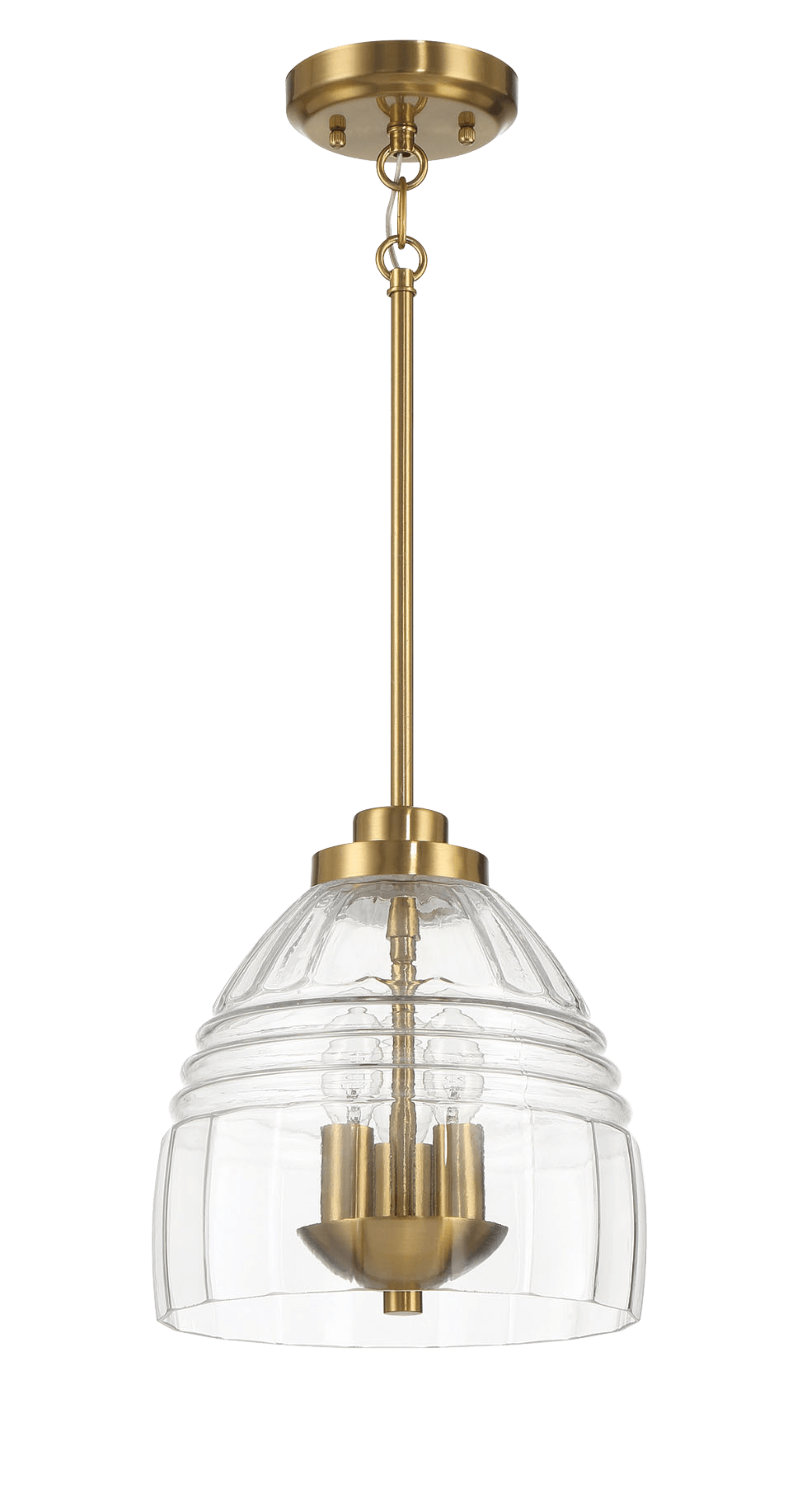 Ember Three Candle Lights Chain Pendant With Clear Glass - Satin