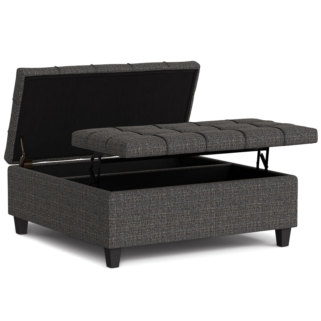 Harrison 40 Inch Wide Large Square Coffee Table Storage Ottoman