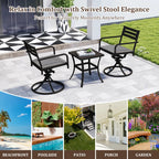 Outdoor Metal Swivel Patio Set - 2 Armchairs & Table