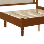 King Size Wooden Platform Bed with Rattan Headboard