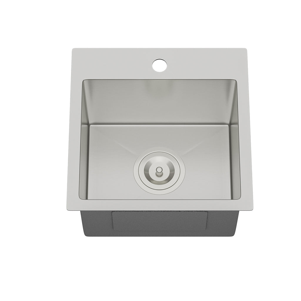 15" x 15" x 9" Stainless Steel Drop In Kitchen Sink