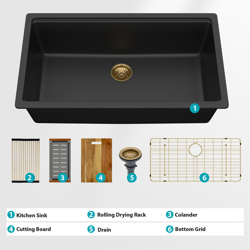 Quartz Kitchen Sink - 30" x 19" x 9.65"