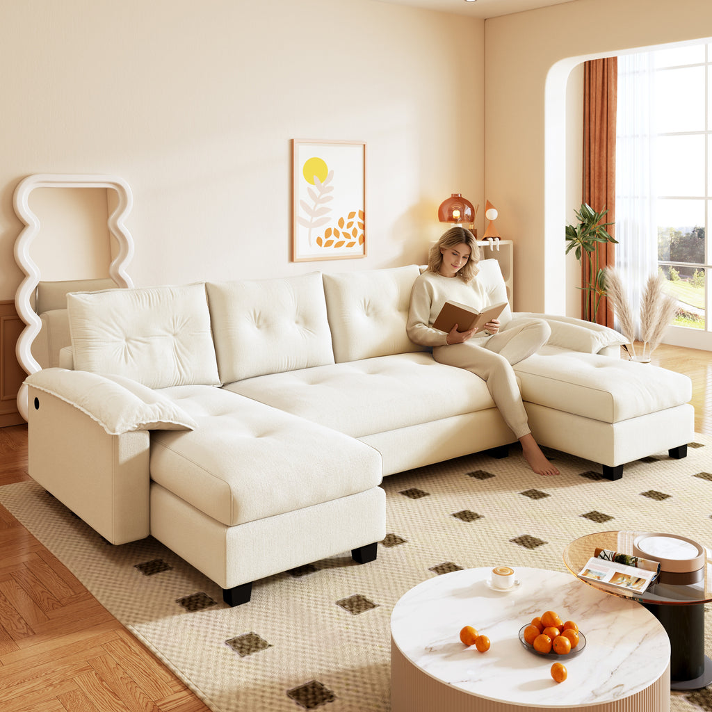 104.7" U-Shaped Sleeper Sofa with Pull Out Bed