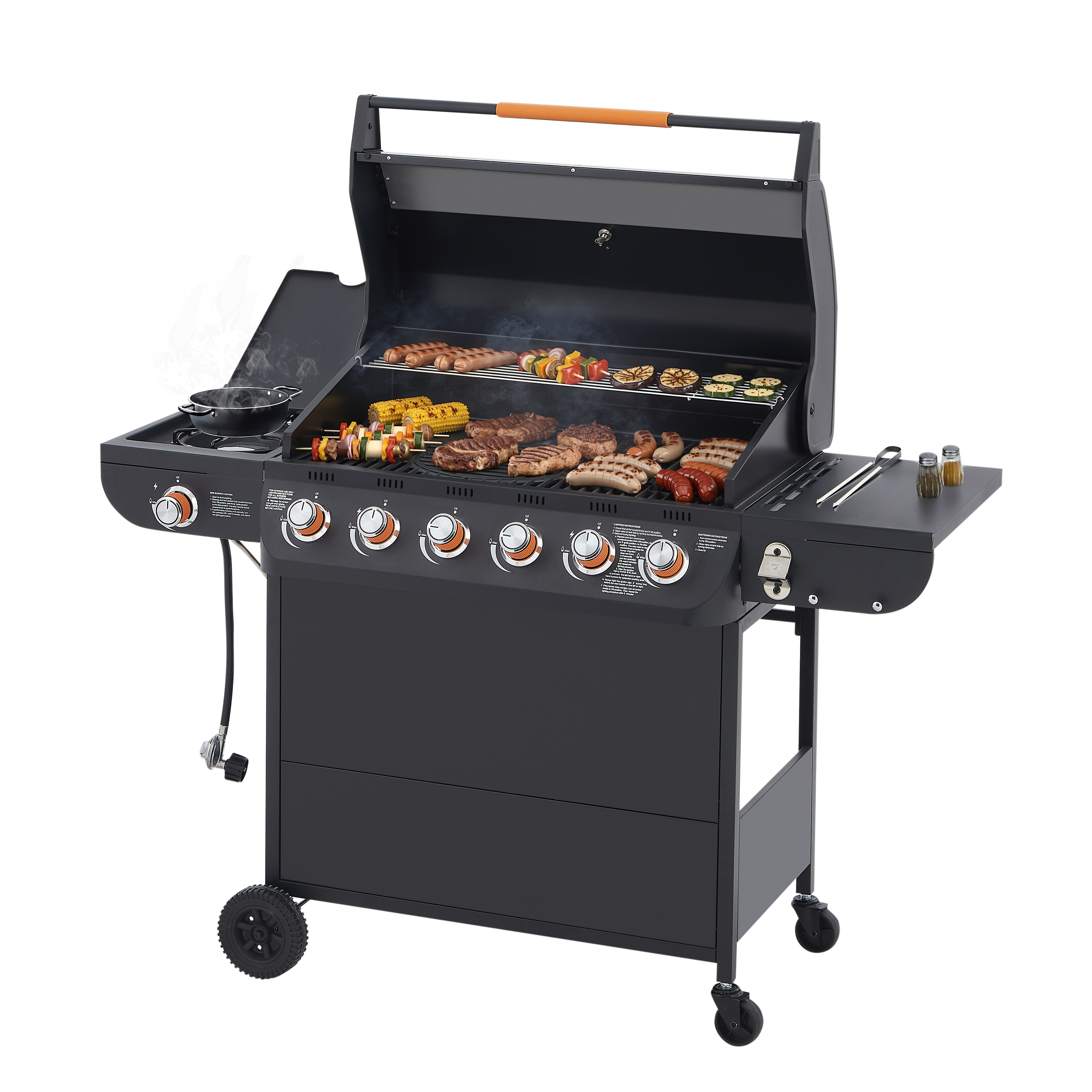 6 Burner BBQ Propane Gas Grill with Side Burner