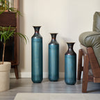 Torch-Fired Metal Vases Set of 3, Tall