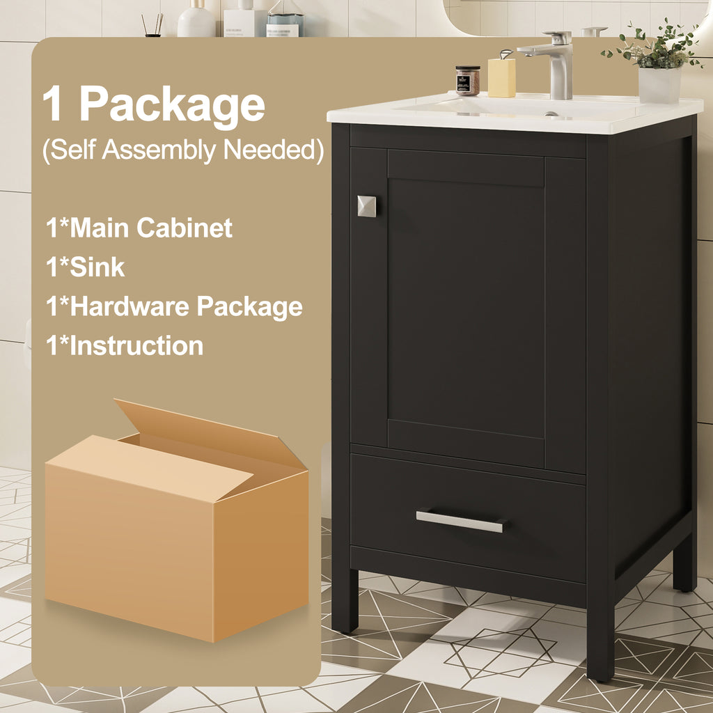 20-Inch Modern Bathroom Vanity with Ceramic Sink