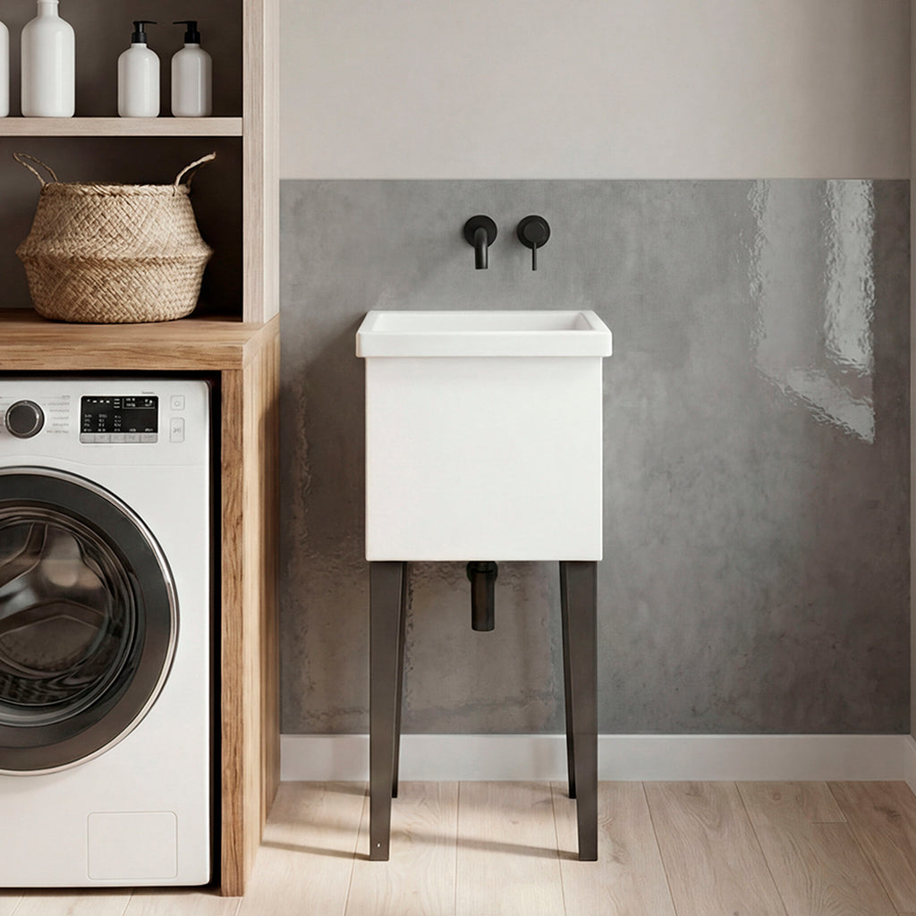 Bari Freestanding and Compact Plastic Laundry Utility Sink