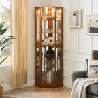 6 Shelf Corner Curio Display Cabinet with Lights, Mirrors and Adjustable Shelves