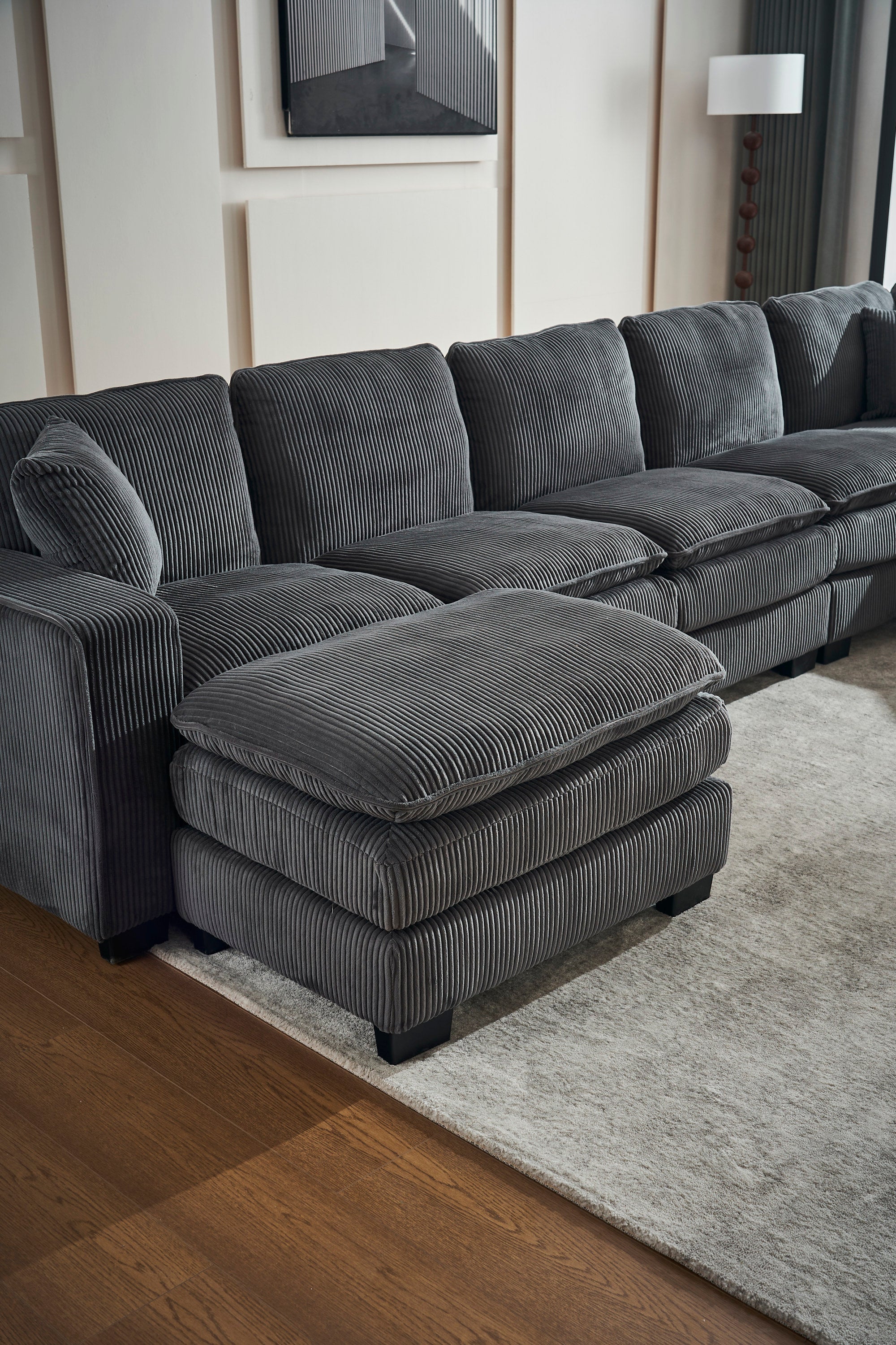 Modern U Shaped 6-Seat Sectional Sofa with Ottoman