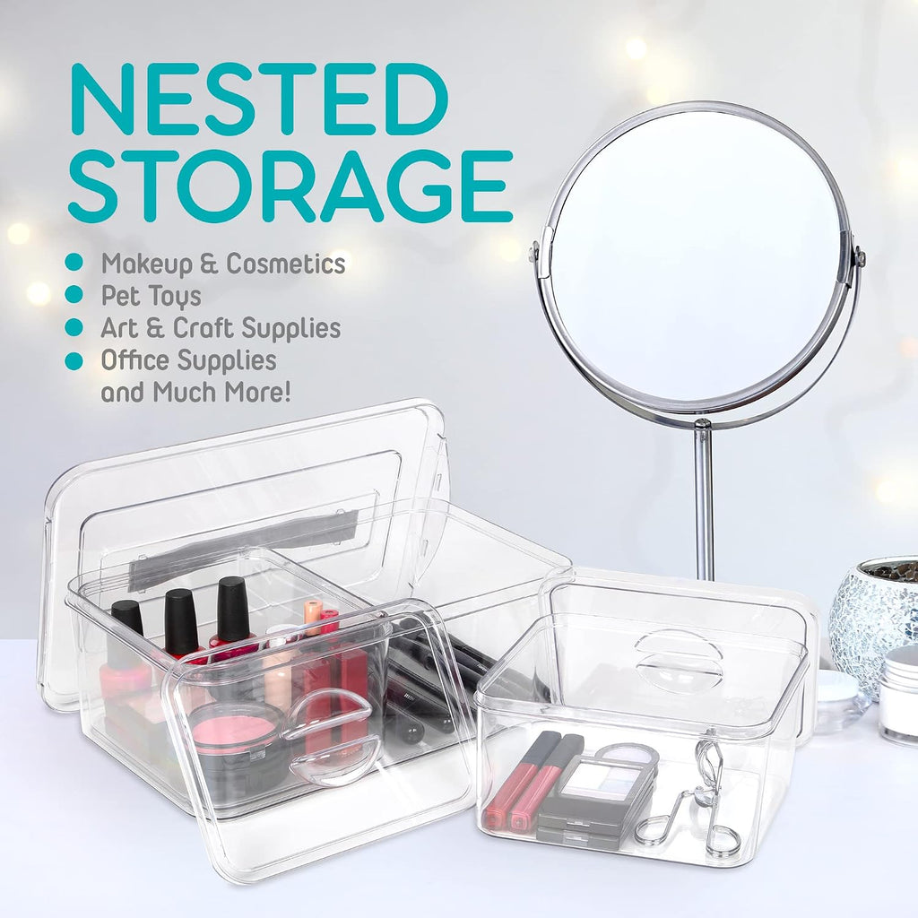 Clear Organizer Bins with Lids – Stackable Storage Containers for Home Organization