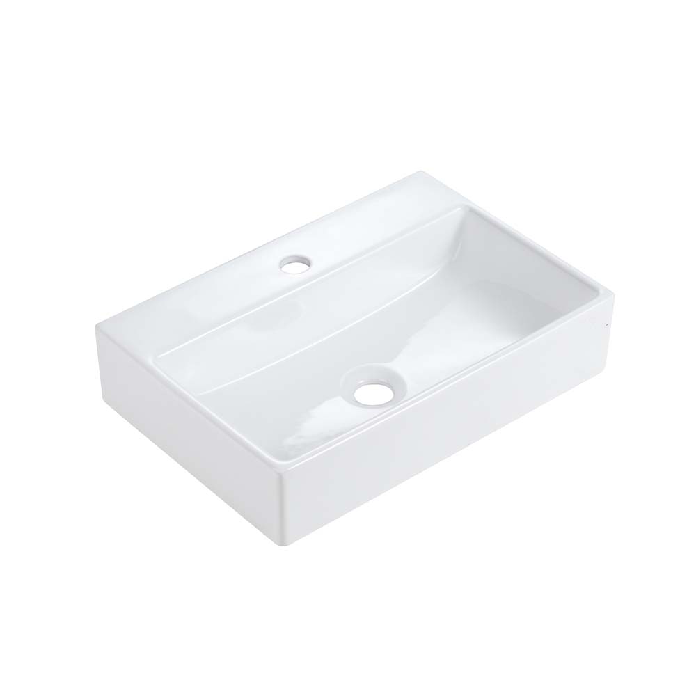 20"x14" Integrated Glossy White Ceramic Sink