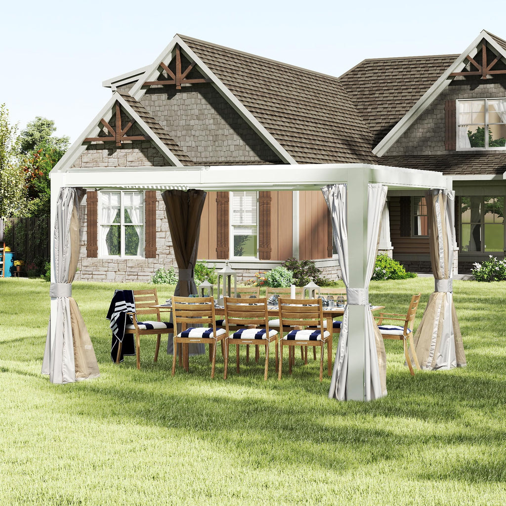 10x12 FT Outdoor Louvered Pergola with Adjustable Louvers