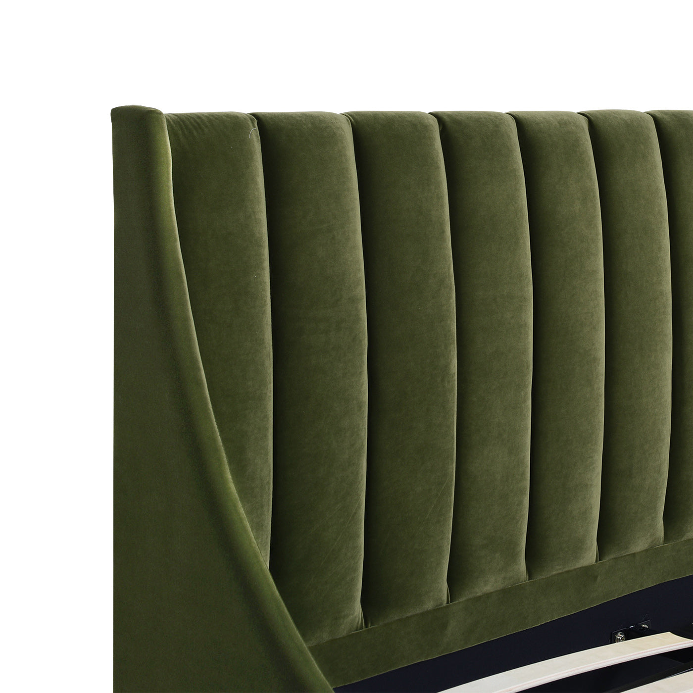 Aspen Vertical Tufted Modern Headboard Platform Bed Set, Queen, Olive