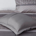 7 Piece Jacquard Comforter Set - Grey/Taupe - Queen
