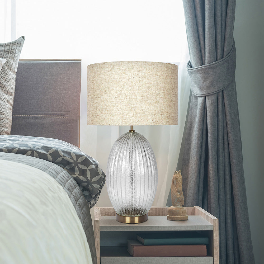 Aurora Ribbed Glass Lamp Base Clear Table Lamp Large