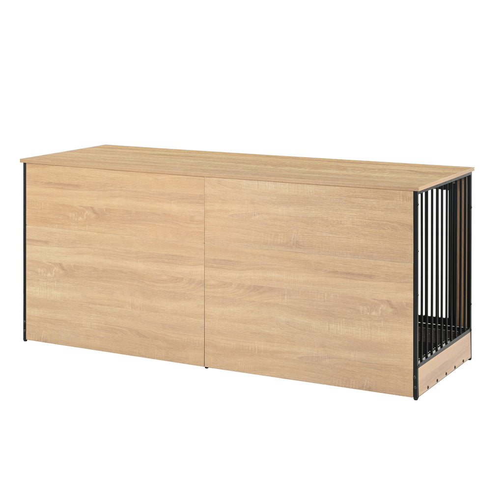 Wooden Dog Crate Furniture with Two Combined Rooms for Medium to Large Dogs