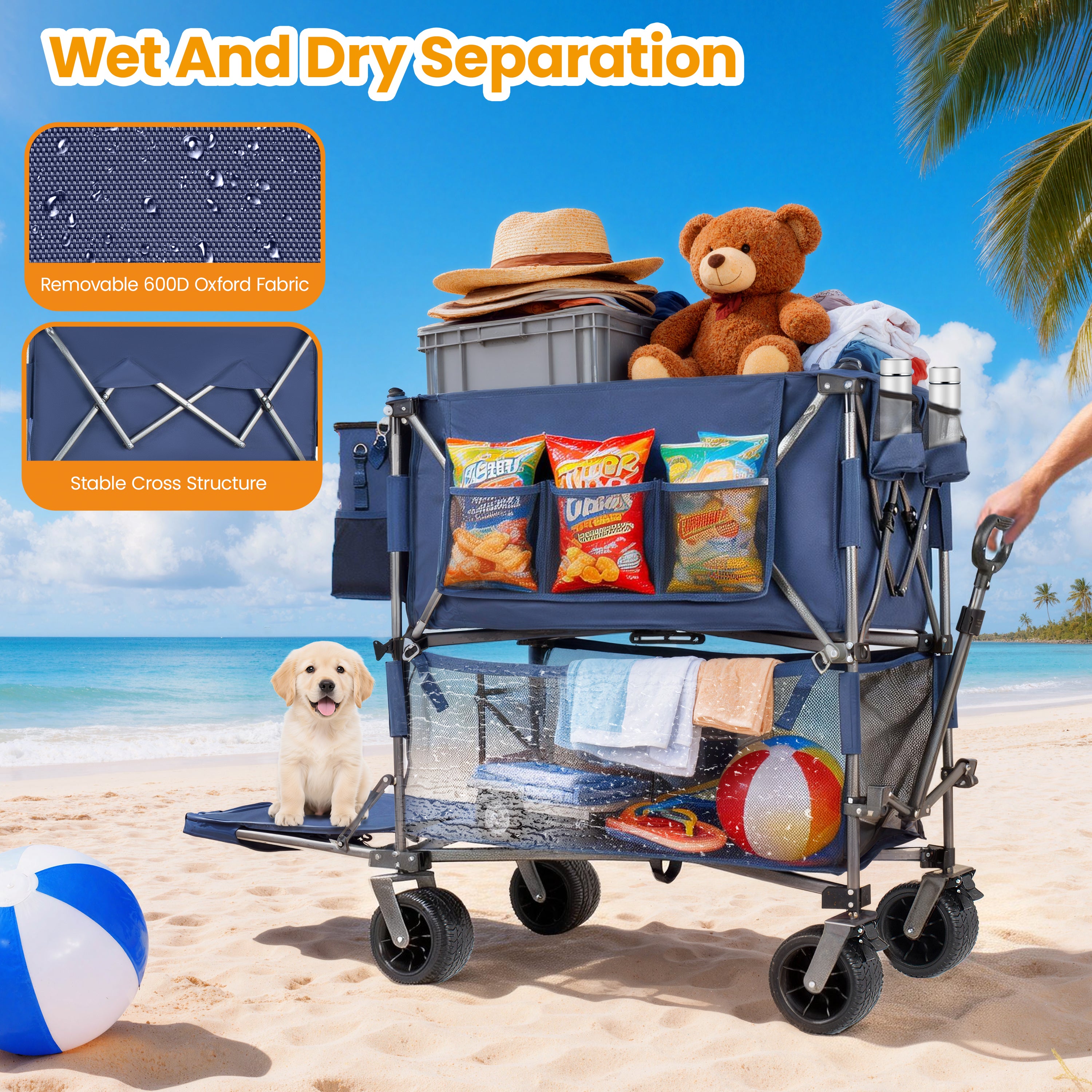 55" Heavy Duty Double-Layer Wagon with Brakes