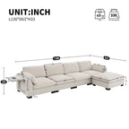 130" Modular Sectional Sofa with Folding Table and Charging Ports