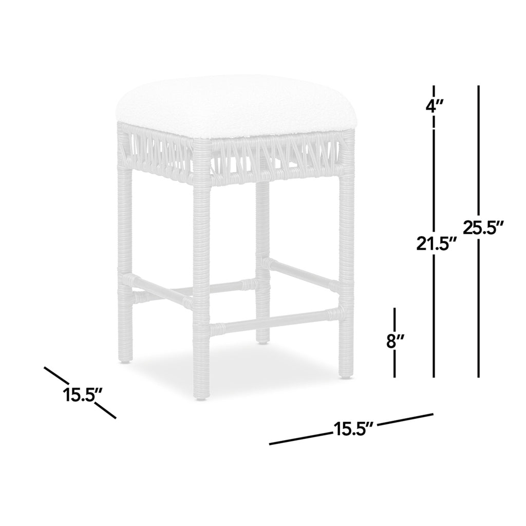 Lucia Backless Upholstered Counter Stool, 25.5-Inch, White Boucle