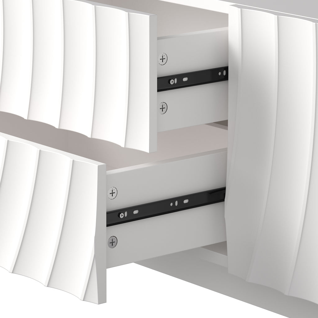 58'' TV Console With Modern Unique Spiral Wave Design