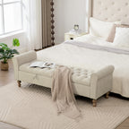 65.75" Wide Modern Upholstered Storage Bench With Double Lids