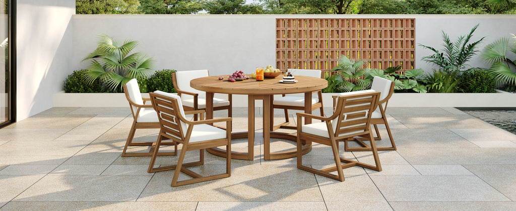 TREXM Patio Dining Table Set for 6