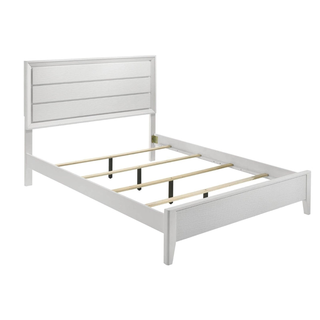 White Queen Size Bed Panel Headboard with Wave Texture