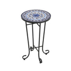 Patio Side Table, Blue + Black
