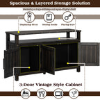 U_STYLED 55.1'' Pine Wood Buffet Cabinet