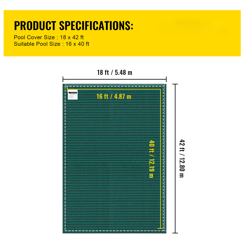 Pool Safety Cover 16x40 ft