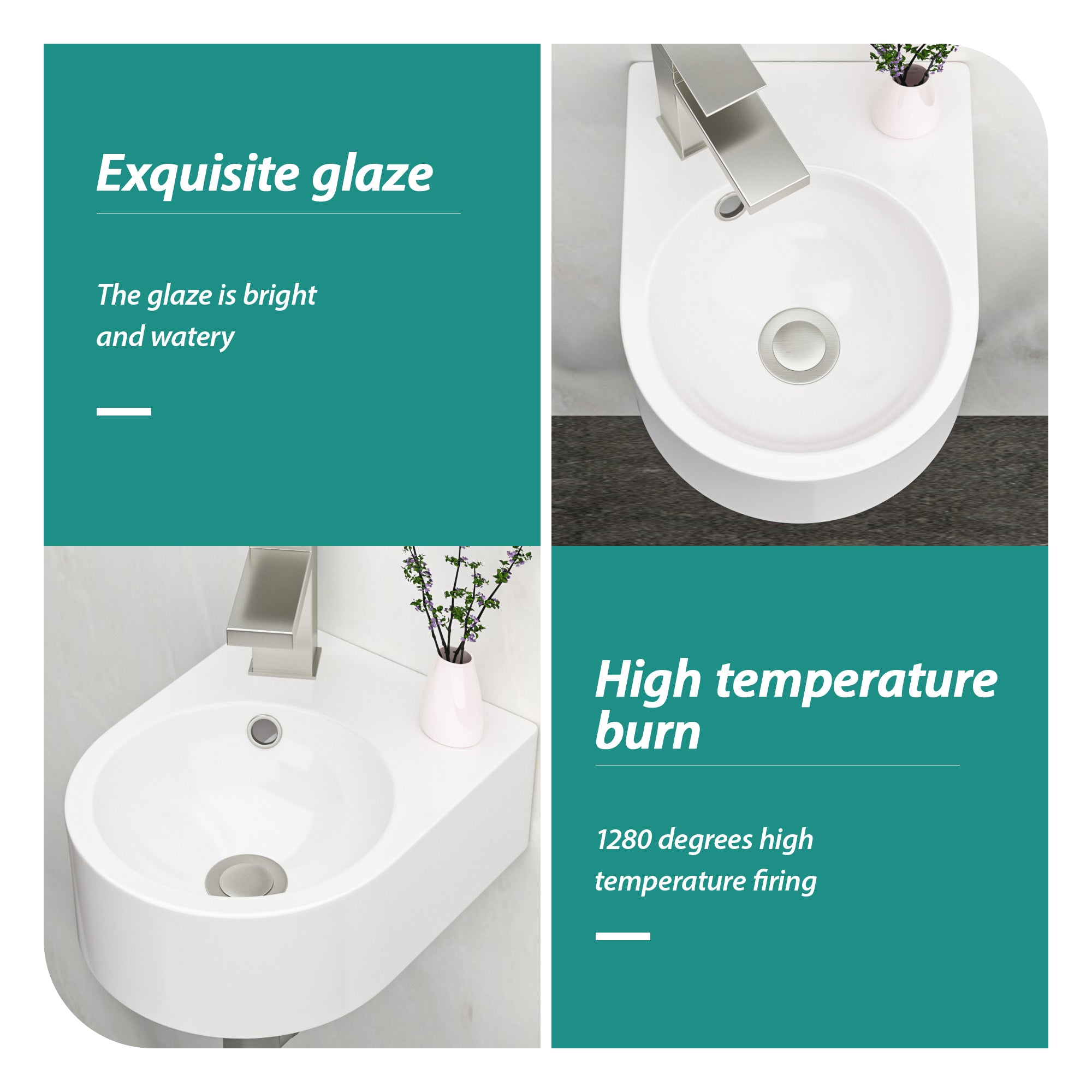 Stain Resistant Rectangular Bathroom Sink