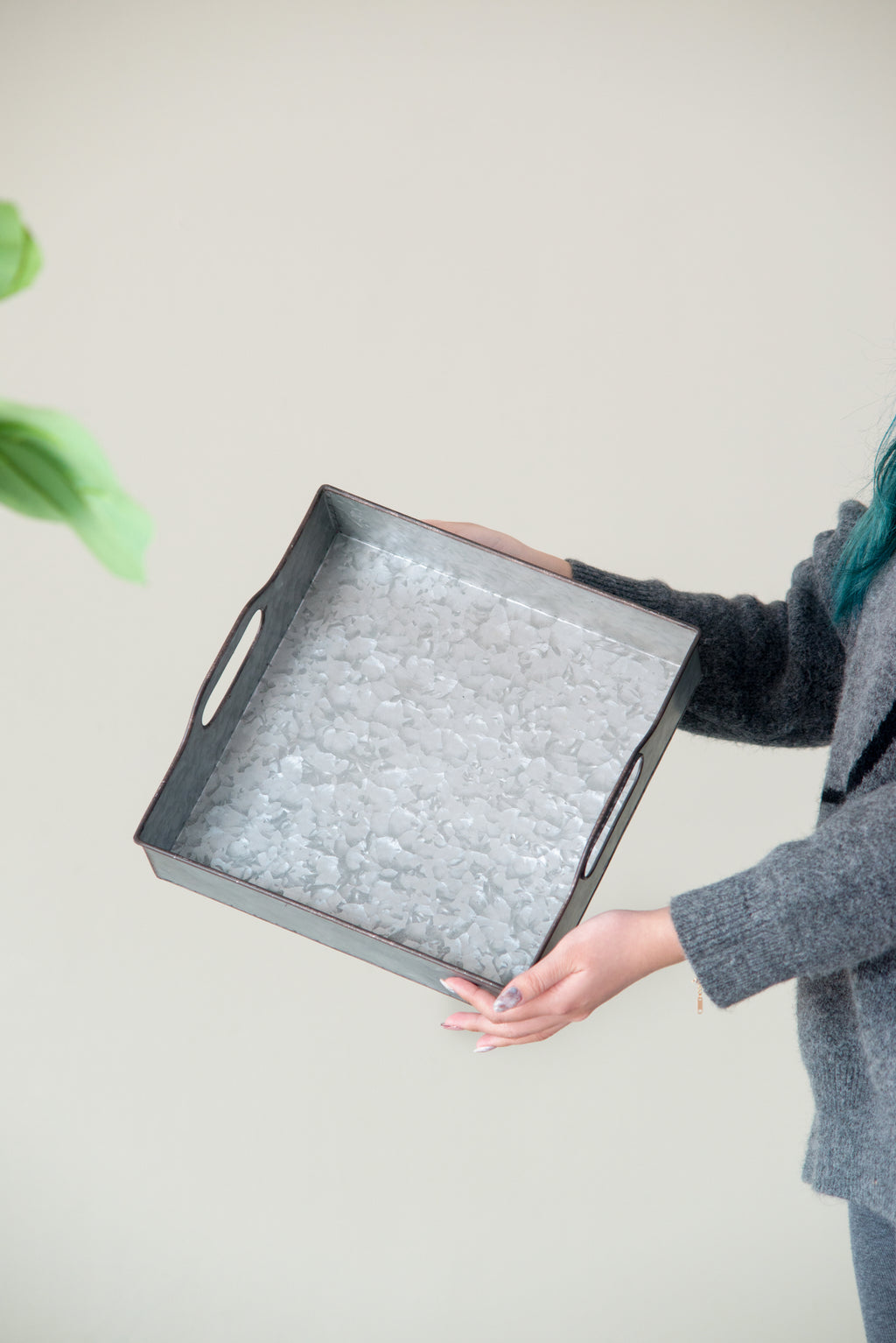 Set of 3 Decorative Galvanized Trays