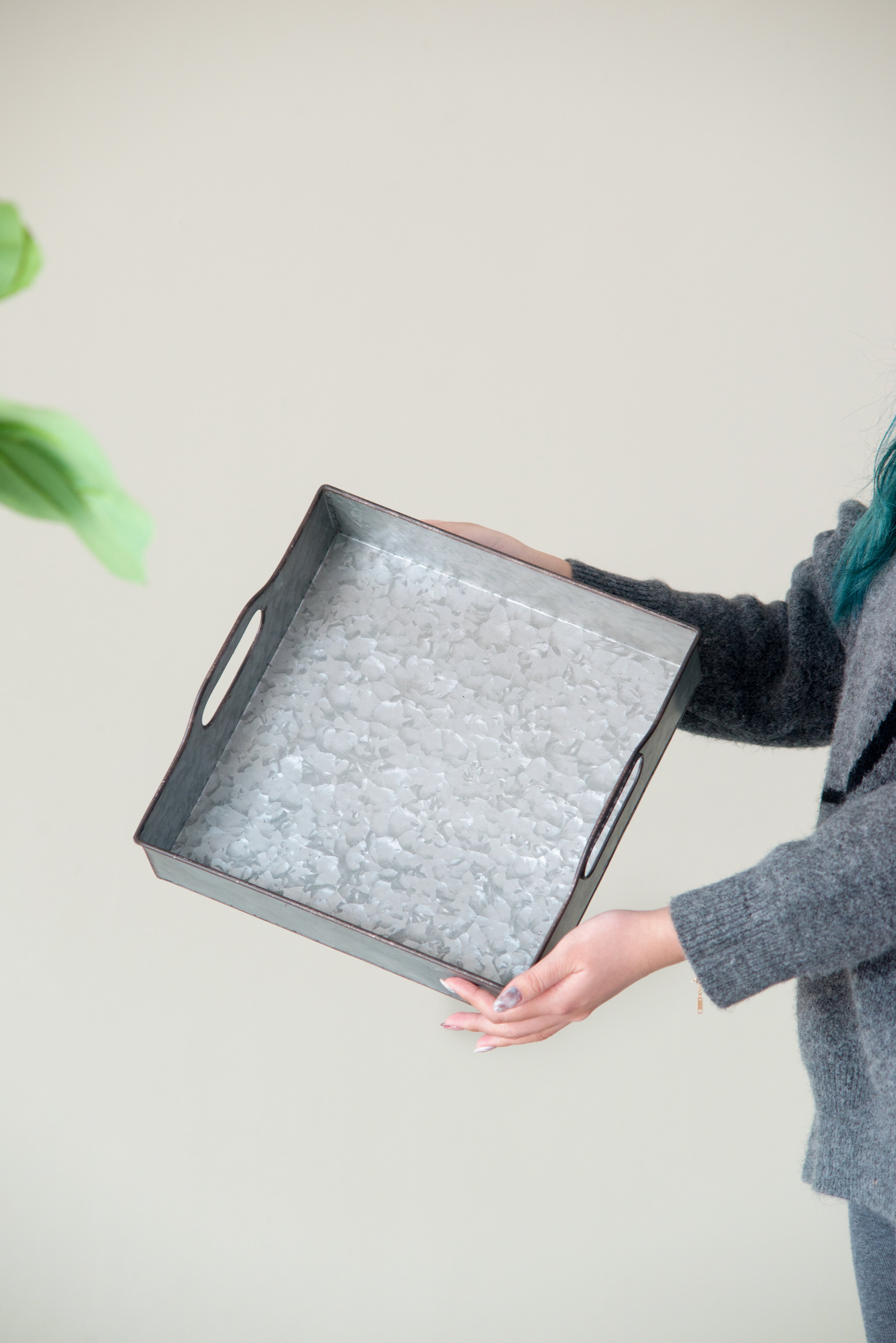 Set of 3 Decorative Galvanized Trays