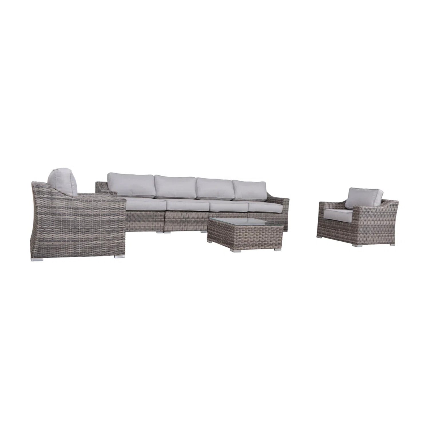 LSI Fully Assembled Outdoor Wicker Seating Group for 6 with Cushions